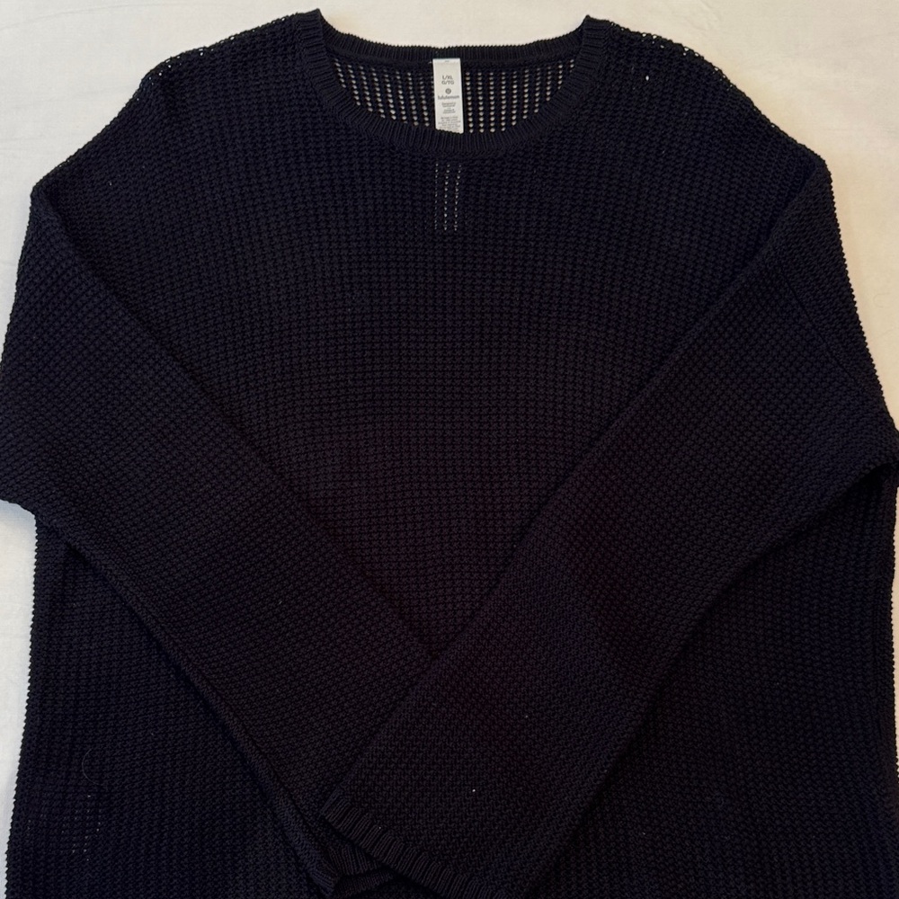 lululemon athletica Black Open-Knit Crewneck Sweater